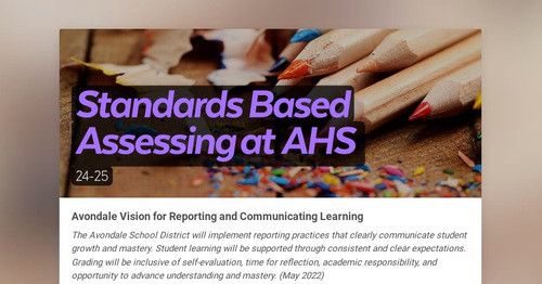 Standards Based Assessing at AHS