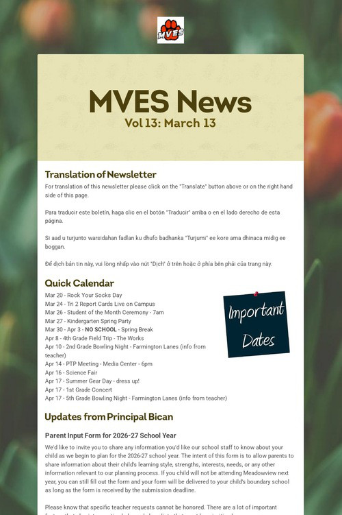 MVES News