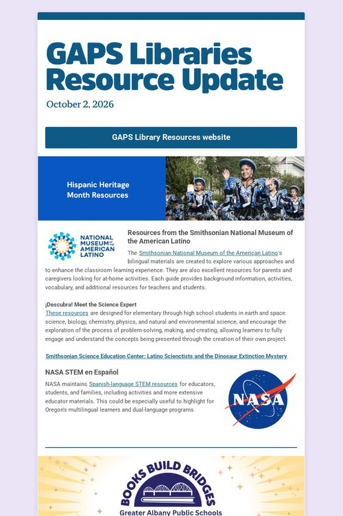 GAPS Libraries Resource Update