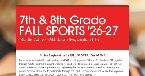 7th & 8th Grade FALL SPORTS '26-27