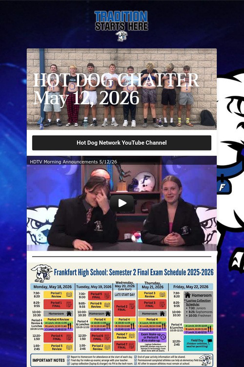 HOT DOG CHATTER May 12, 2026