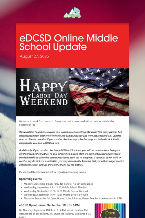 eDCSD Online Middle School Update