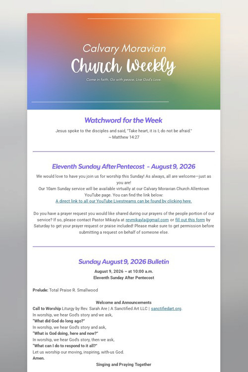 Calvary Moravian Church Weekly