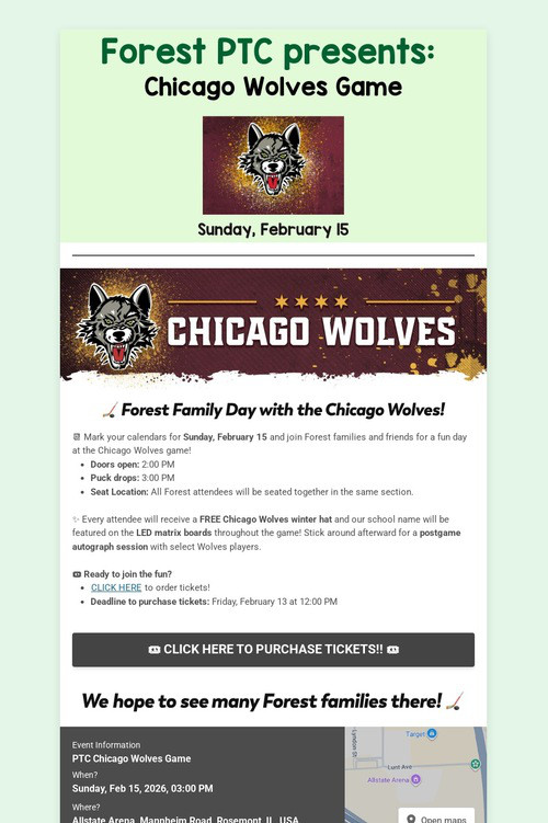 PTC Chicago Wolves Game