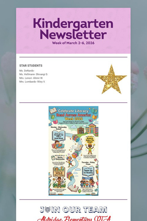 Kindergarten Newsletter