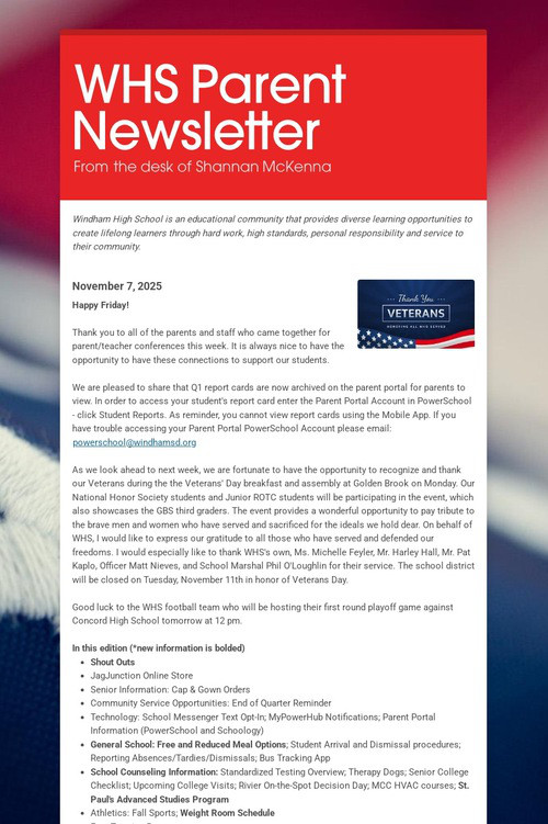 WHS Parent Newsletter