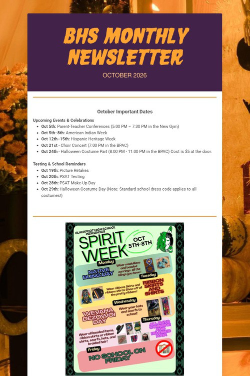 BHS MONTHLY NEWSLETTER