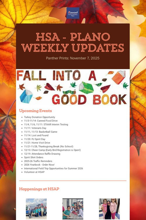 HSA - Plano Weekly Updates
