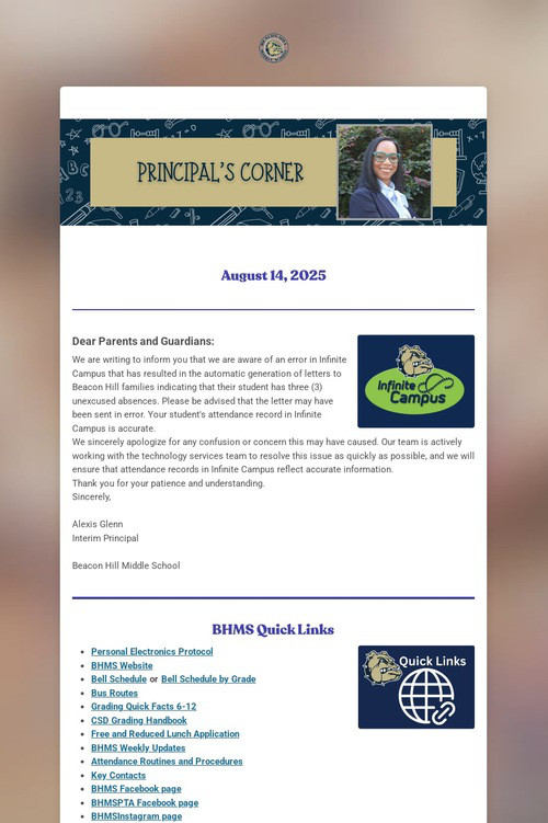 A Message From Principal Glenn