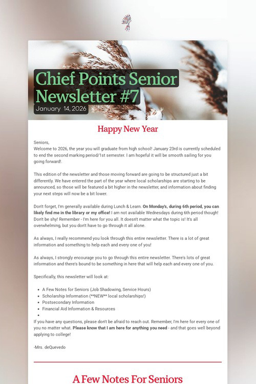 Chief Points Senior Newsletter #7