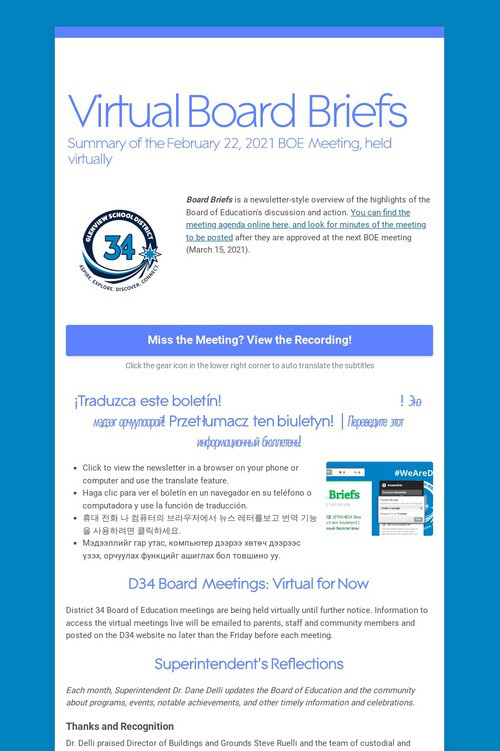 Virtual Board Briefs