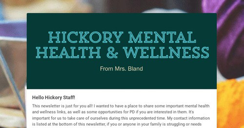 Hickory Mental Health & Wellness | Smore Newsletters for Education