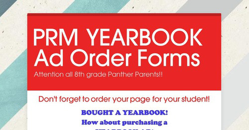 PRM YEARBOOK Ad Order Forms