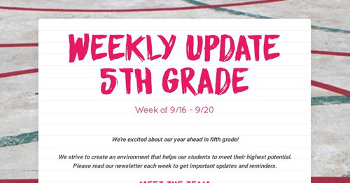 Weekly Update 5th Grade