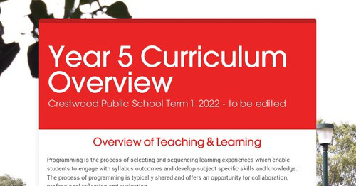 Year 5 Curriculum Overview | Smore Newsletters