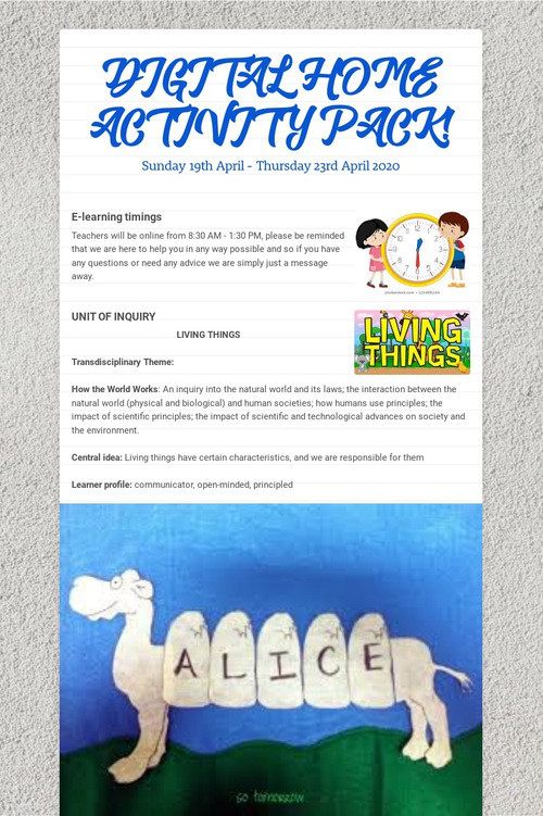 DIGITAL HOME ACTIVITY PACK!