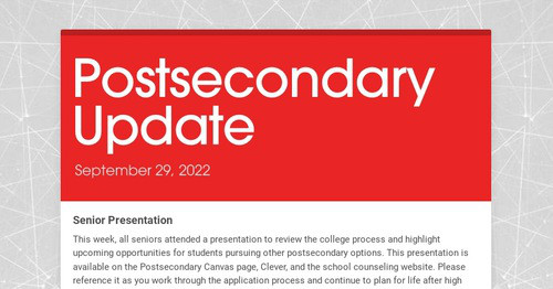 Postsecondary Update