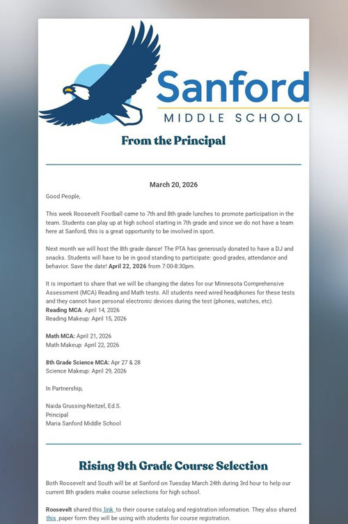 Sanford Family Newsletter Logo