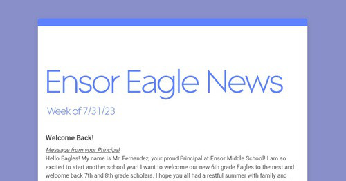 Ensor Eagle News
