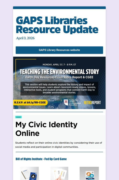 GAPS Libraries Resource Update