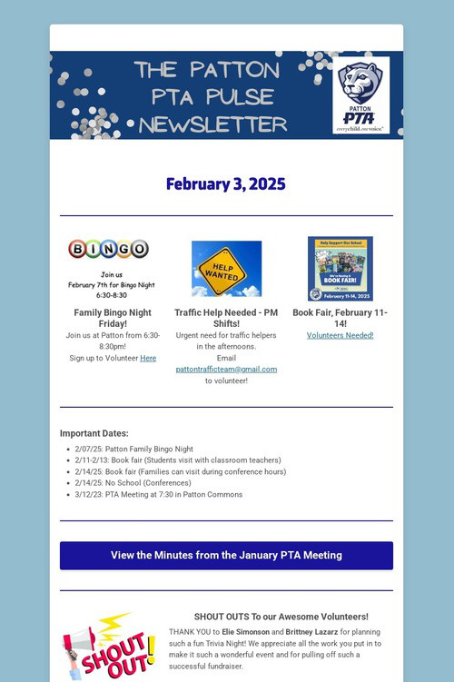 Patton PTA Pulse Newsletter