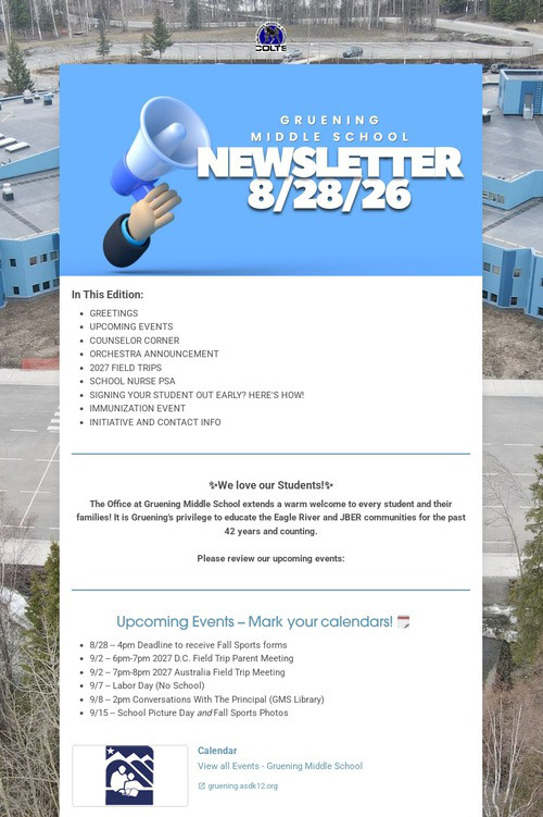 Gruening News: 26/27 Beginnings!
