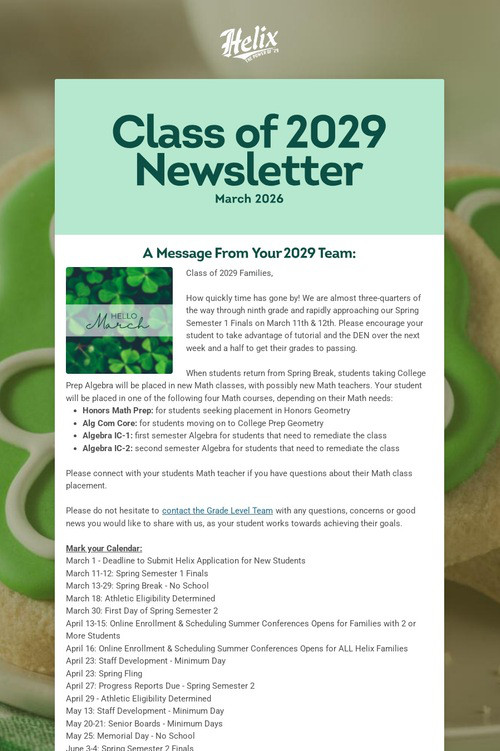 Class of 2029 Newsletter
