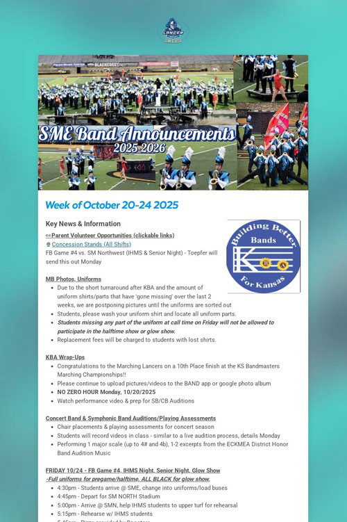SME Band Announcements