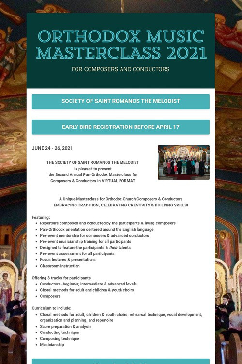 ORTHODOX MUSIC MASTERCLASS 2021