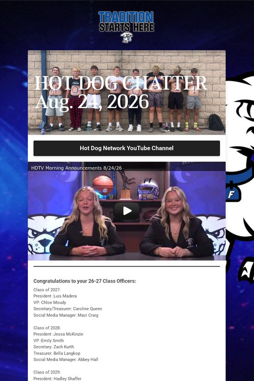 HOT DOG CHATTER Aug. 24, 2026
