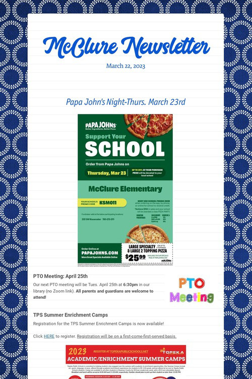 McClure Newsletter