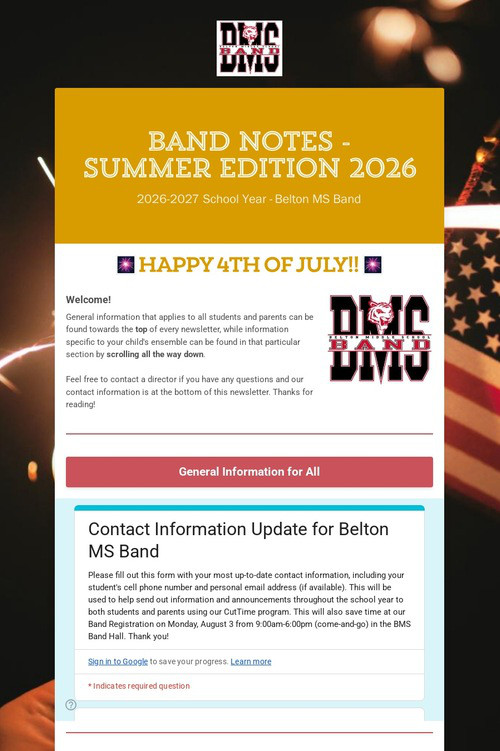 Band Notes - Summer Edition 2026