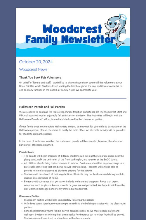 Woodcrest Family Newsletter