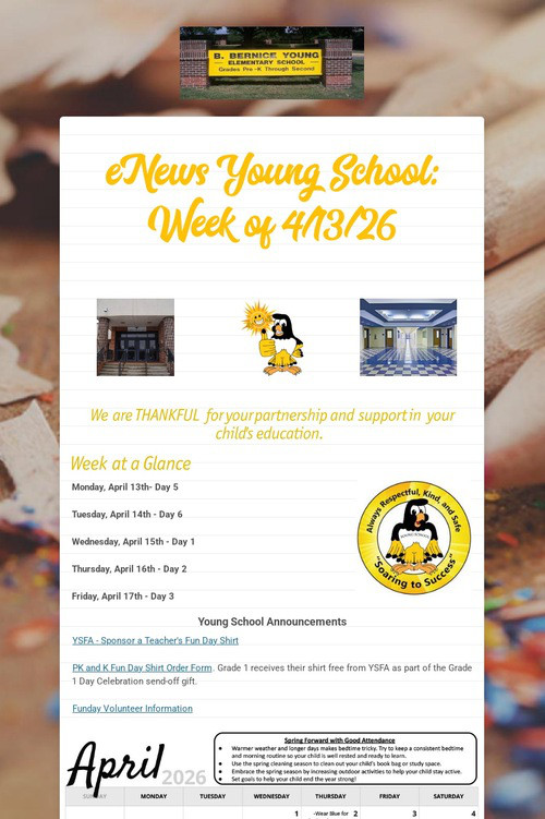 eNews Young School: Week of 4/13/26