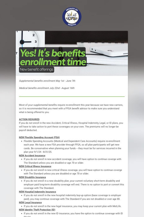 Yes! It's benefits enrollment time