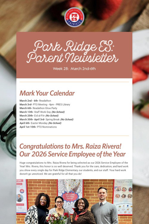 Park Ridge ES: Parent Newsletter
