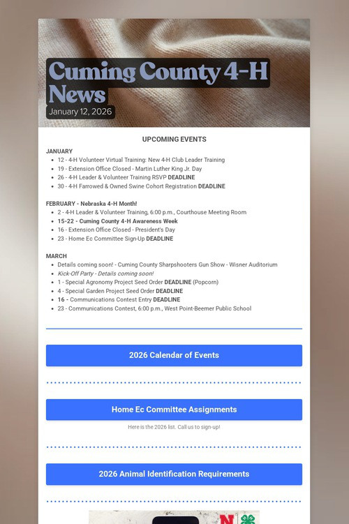 Cuming County 4-H News