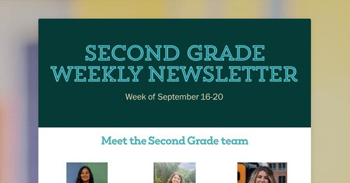 Second Grade Weekly Newsletter