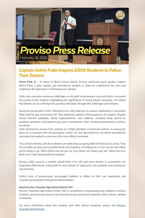 Proviso Press Release