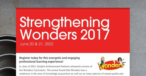 Strengthening Wonders 2017