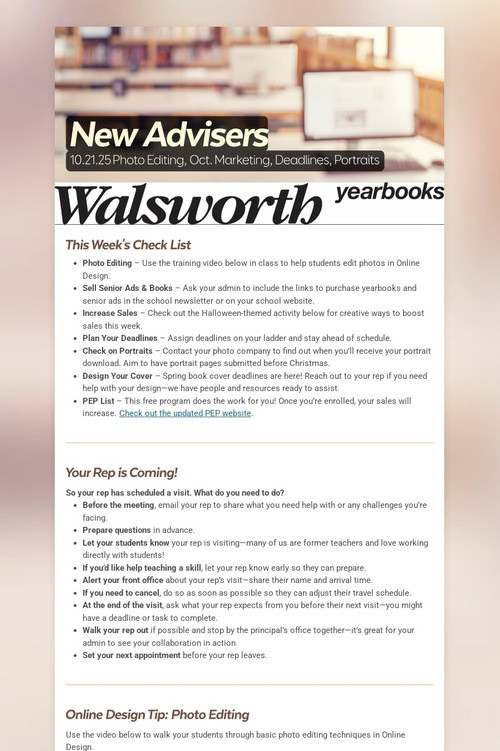 New Advisers