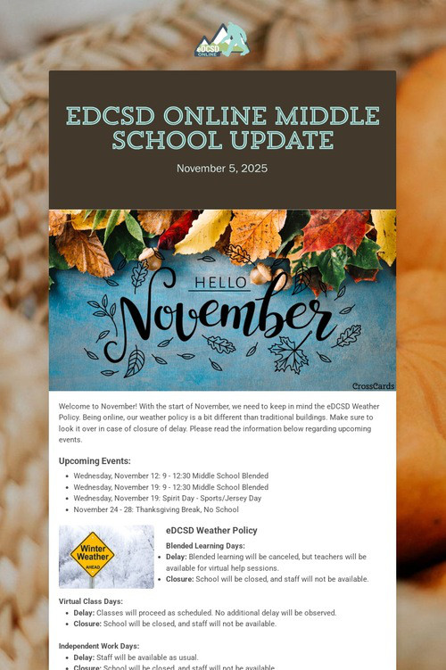 eDCSD Online Middle School Update