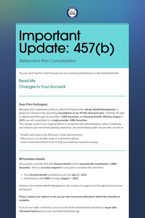 Important Update: 457(b)
