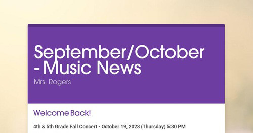 September/October - Music News