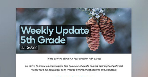 Weekly Update 5th Grade