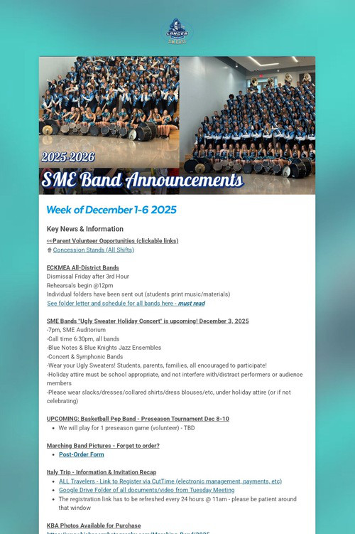 SME Band Announcements