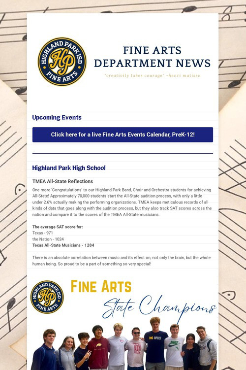 02/28/25 Fine Arts Department News
