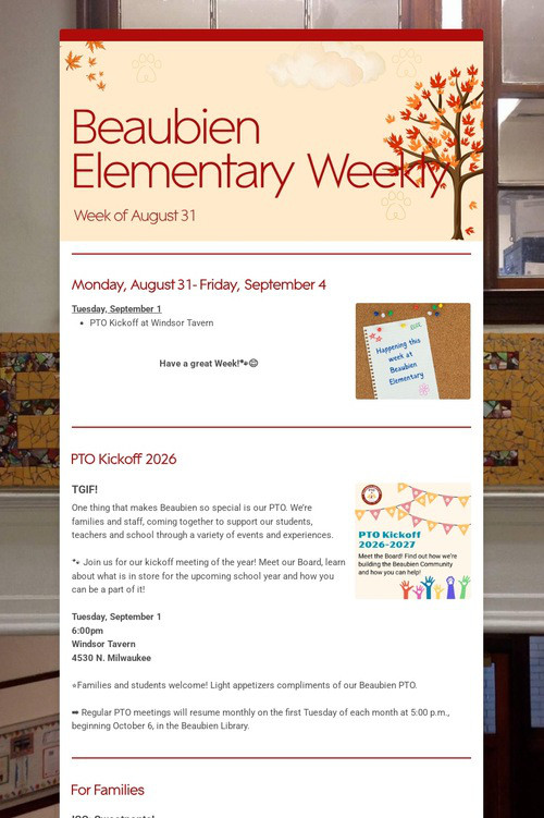 Beaubien Elementary Weekly