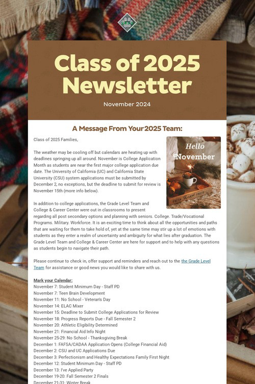 Class of 2025 Newsletter