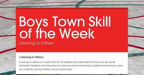 Boys Town Skill of the Week | Smore Newsletters